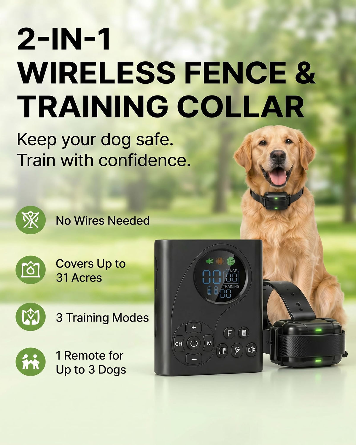 Wireless Dog Fence with Remote Collar F18202
