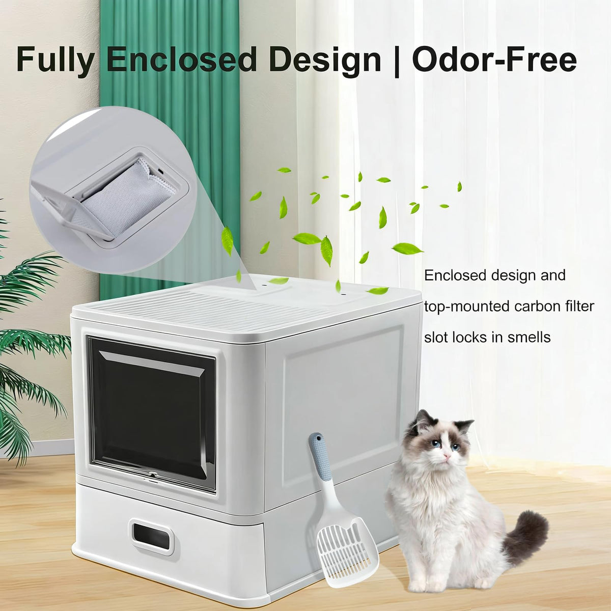 Enclosed Stainless Steel Cat Litter Box with Lid Q81468