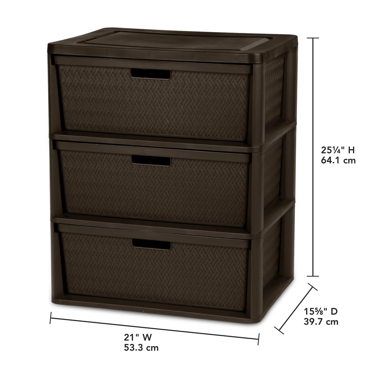 Brown 3 Drawer Plastic Storage Tower T13404