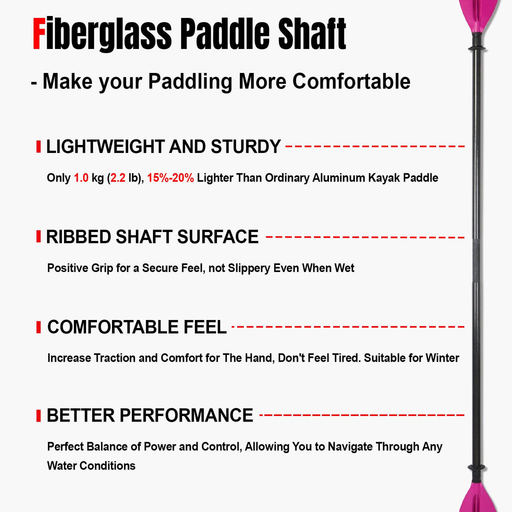 Adjustable Fiberglass Shaft PP Blade Kayak Paddle B226890