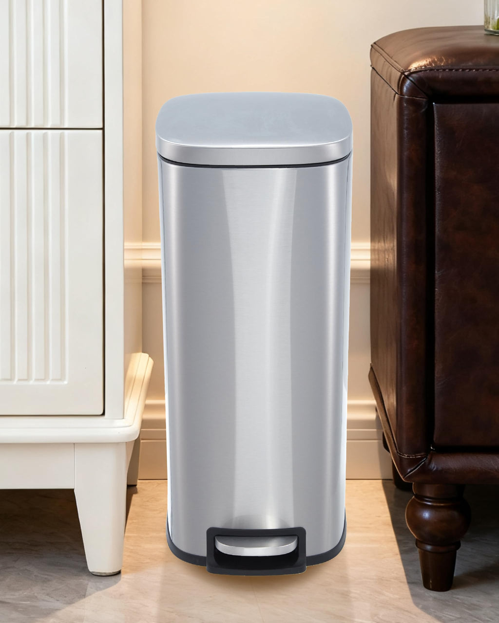 Stainless Steel Vertical Arc Trash Can 50L N6717
