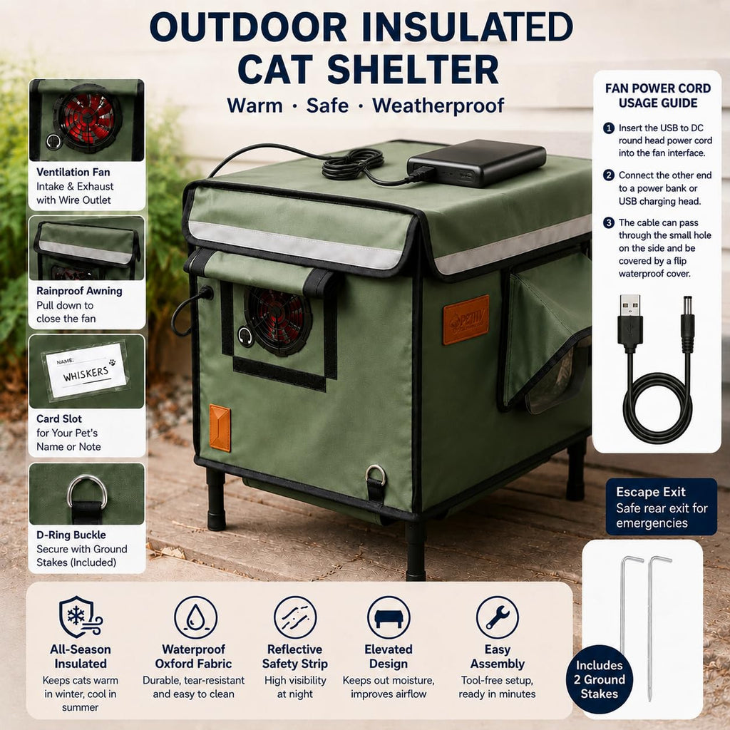 Waterproof Insulated Outdoor Cat House H3077
