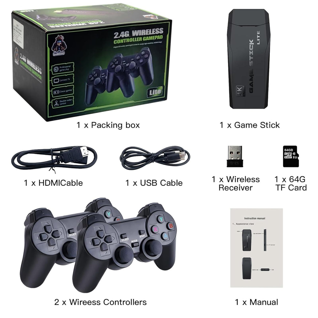 Retro Game Console with 2.4G Wireless Controllers W270675