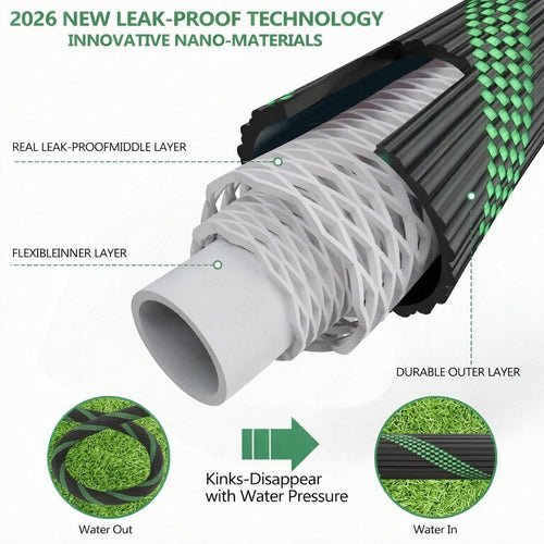 100FT Lightweight Garden Hose with 10-Pattern Nozzle N544