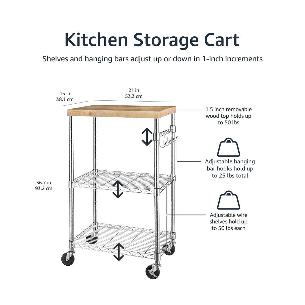 3-Tier Kitchen Storage Rack with Caster Wheels P21827