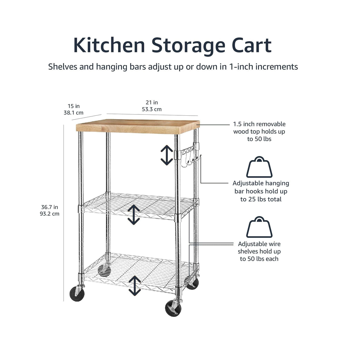 3-Tier Kitchen Storage Rack with Caster Wheels P21827
