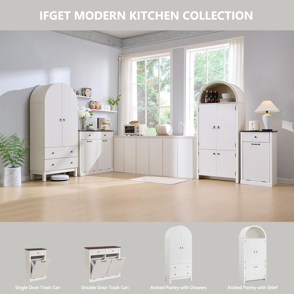 Antique White Tilt-Out Trash Can Cabinet T28245