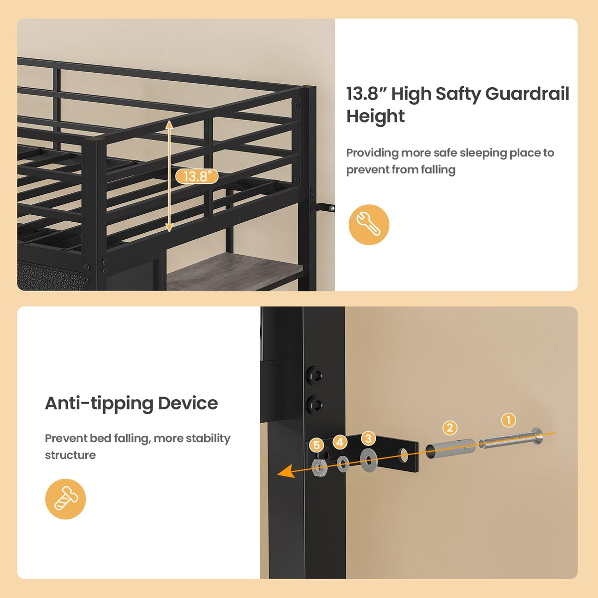Twin Size Loft Bed with 9 Storage Drawers O999027