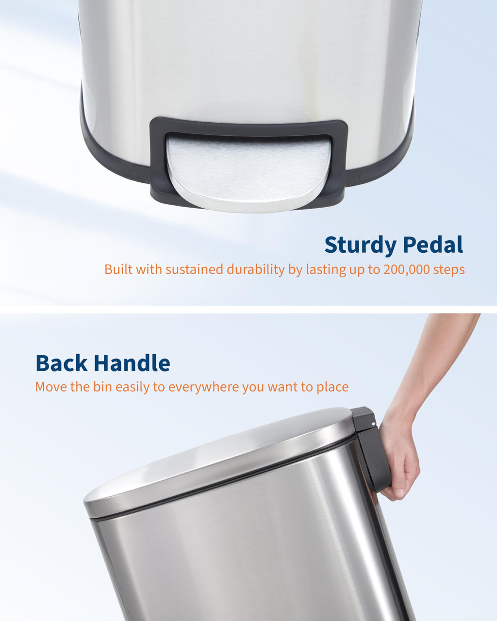 Stainless Steel Vertical Arc Trash Can 50L N6717