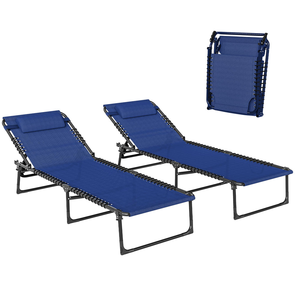 Folding Chaise Lounge Chair Set of 2 Blue J496