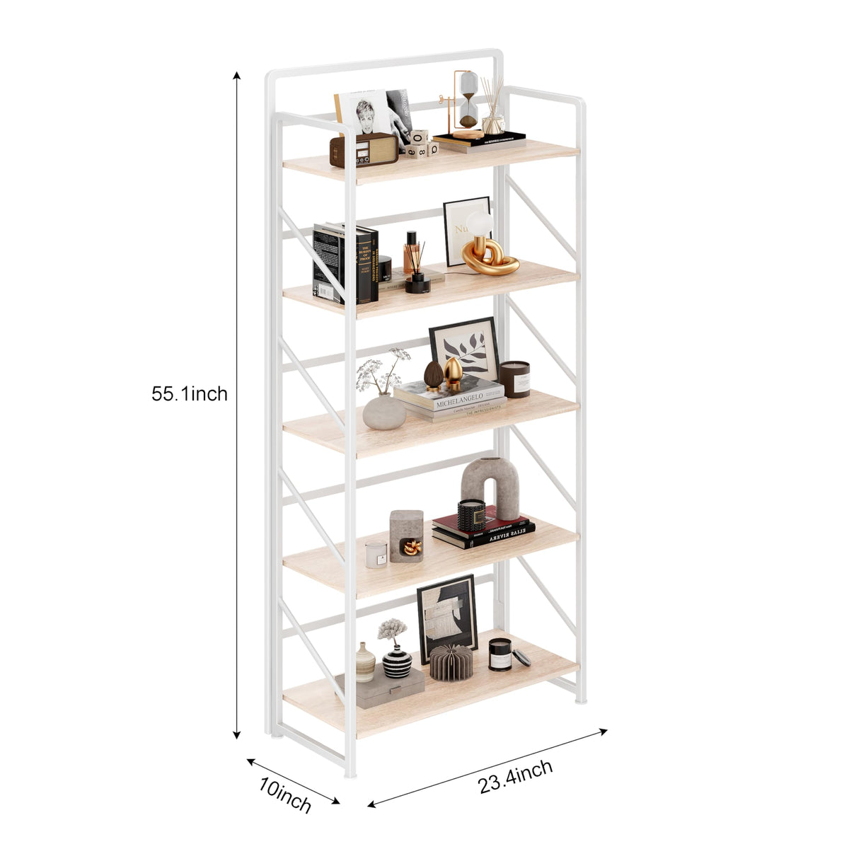 Folding Bookshelf, 5-Tier Storage Shelves J447