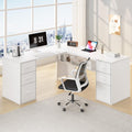White L Shaped Desk with Drawers M999