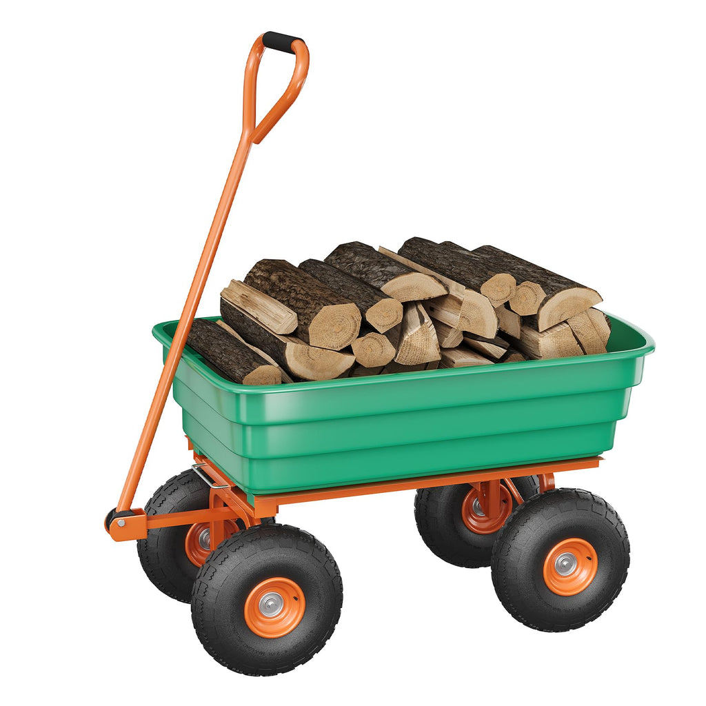 Heavy Duty 4 Cu Ft 1200Lbs Utility Wagon with 10" No-Flat Tires D838