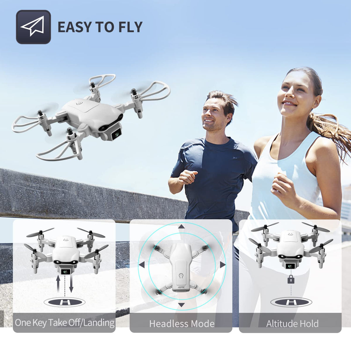 Mini Drone with 1080P HD Camera, 3 Batteries, Gray X21438
