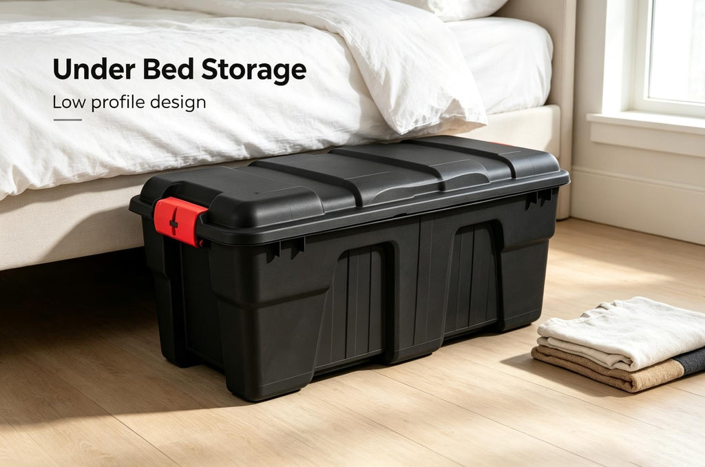 Black 17 Gallon Plastic Storage Footlocker L638516