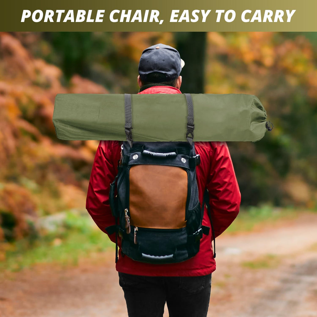 2 Pack Folding Camping Chairs with High Back, 300lbs Capacity, Green L6671