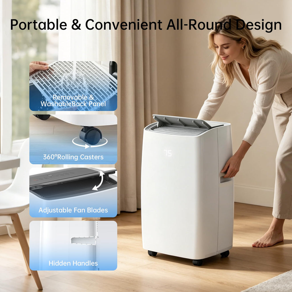 14000 BTU 5-in-1 Portable Air Conditioner with Remote Control and Window Kit M37827