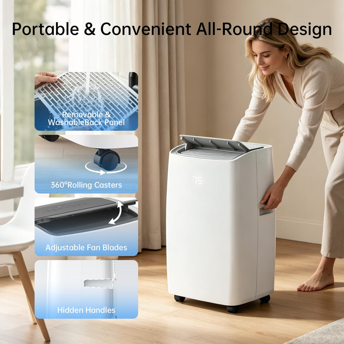 14000 BTU 5-in-1 Portable Air Conditioner with Remote Control and Window Kit M37827