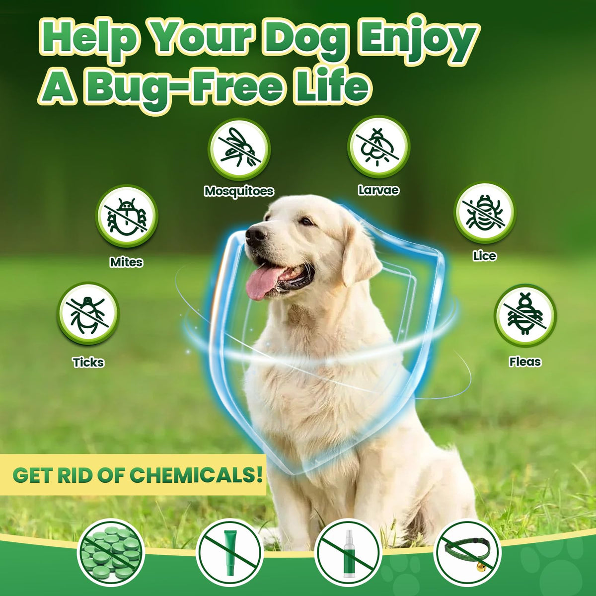 Flea and Tick Prevention for Dogs with Vitamins Fish Oil K364