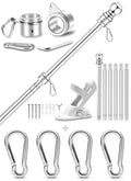 Silver 7 FT Metal Flagpole Kit and 304 Stainless Steel Flagpole Clips C206100