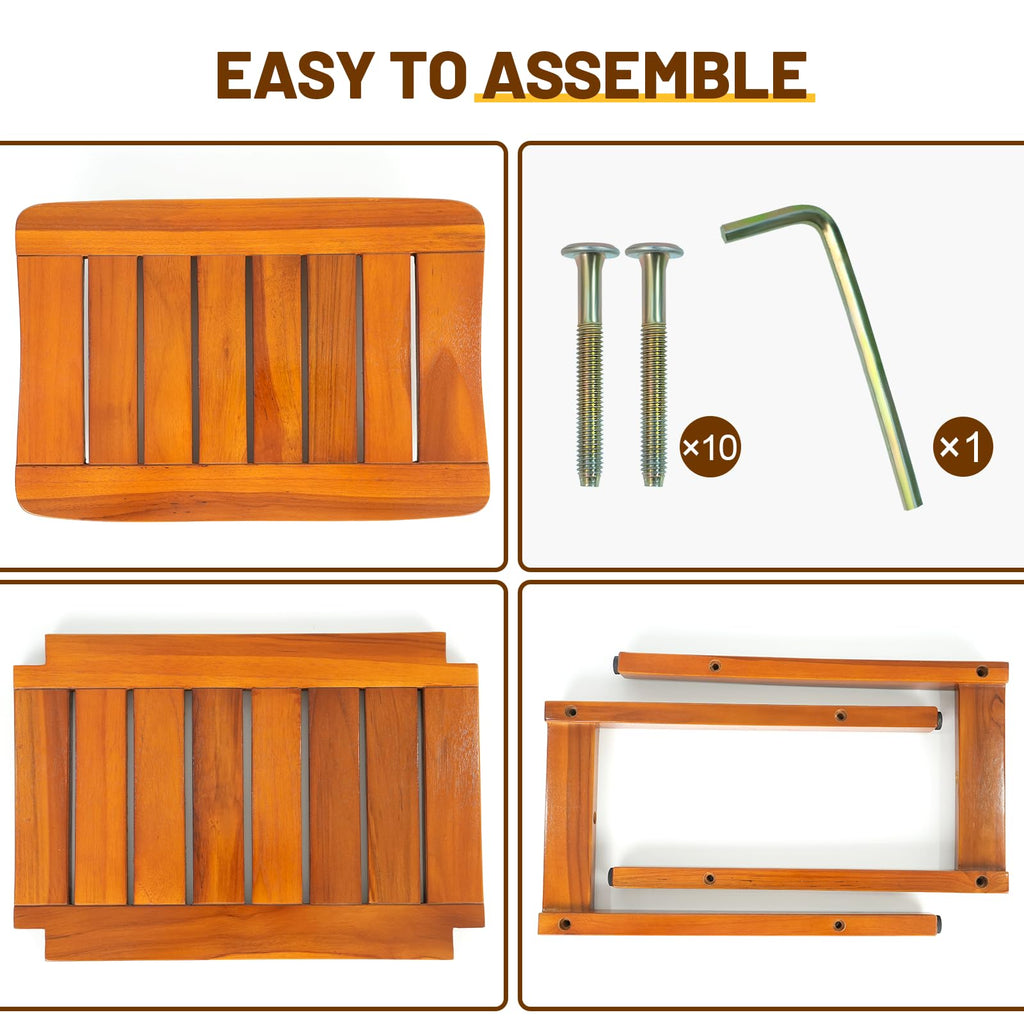 16" Teak Shower Bench with Shelf V9693