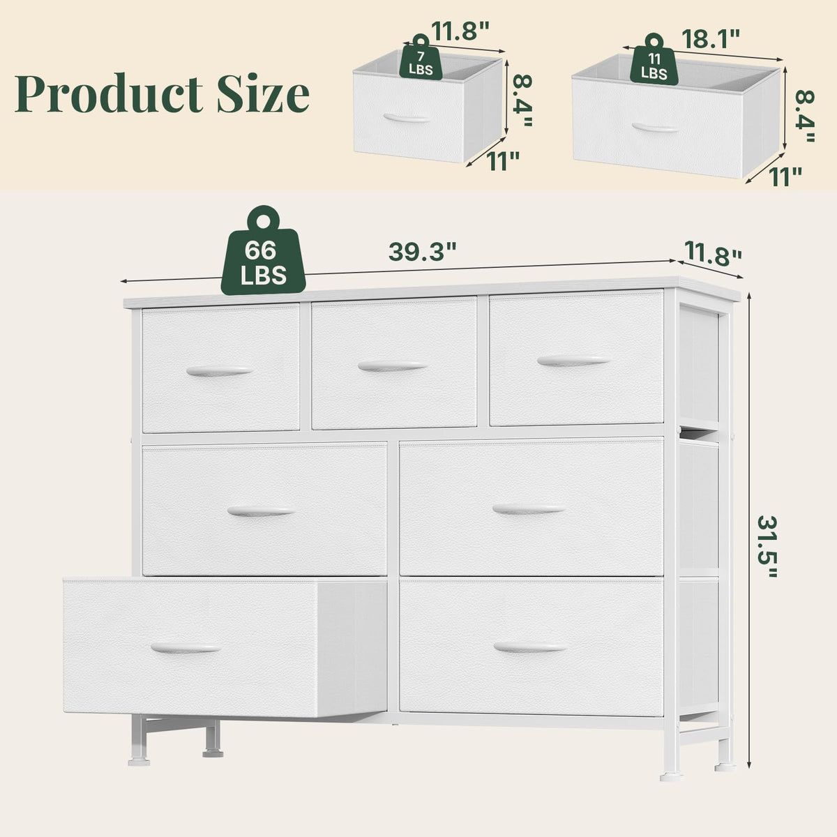 Fabric 7 Drawer Dresser D337224