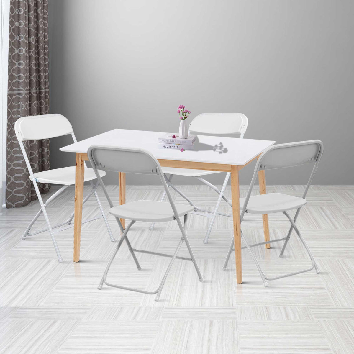 10 Pack White Folding Chairs 350LBS Capacity Steel A843