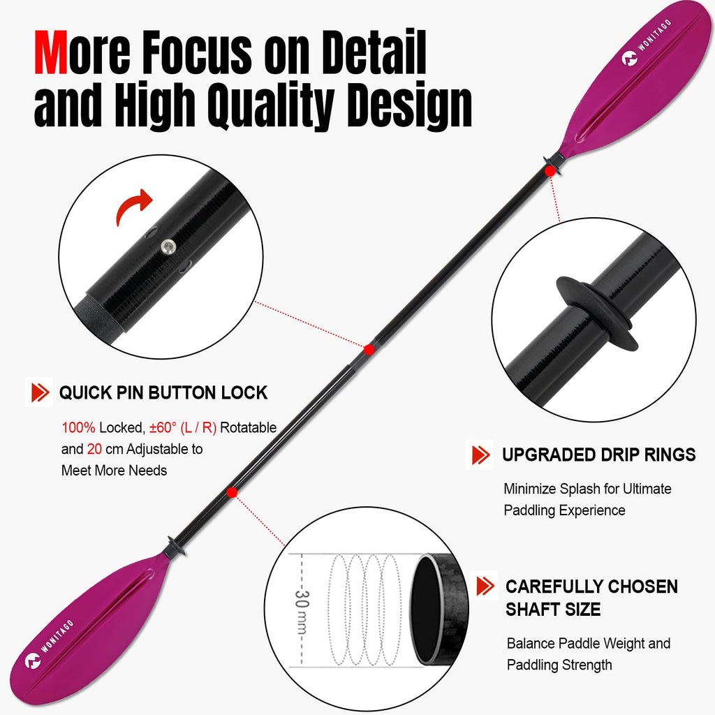 Adjustable Fiberglass Shaft PP Blade Kayak Paddle B226890