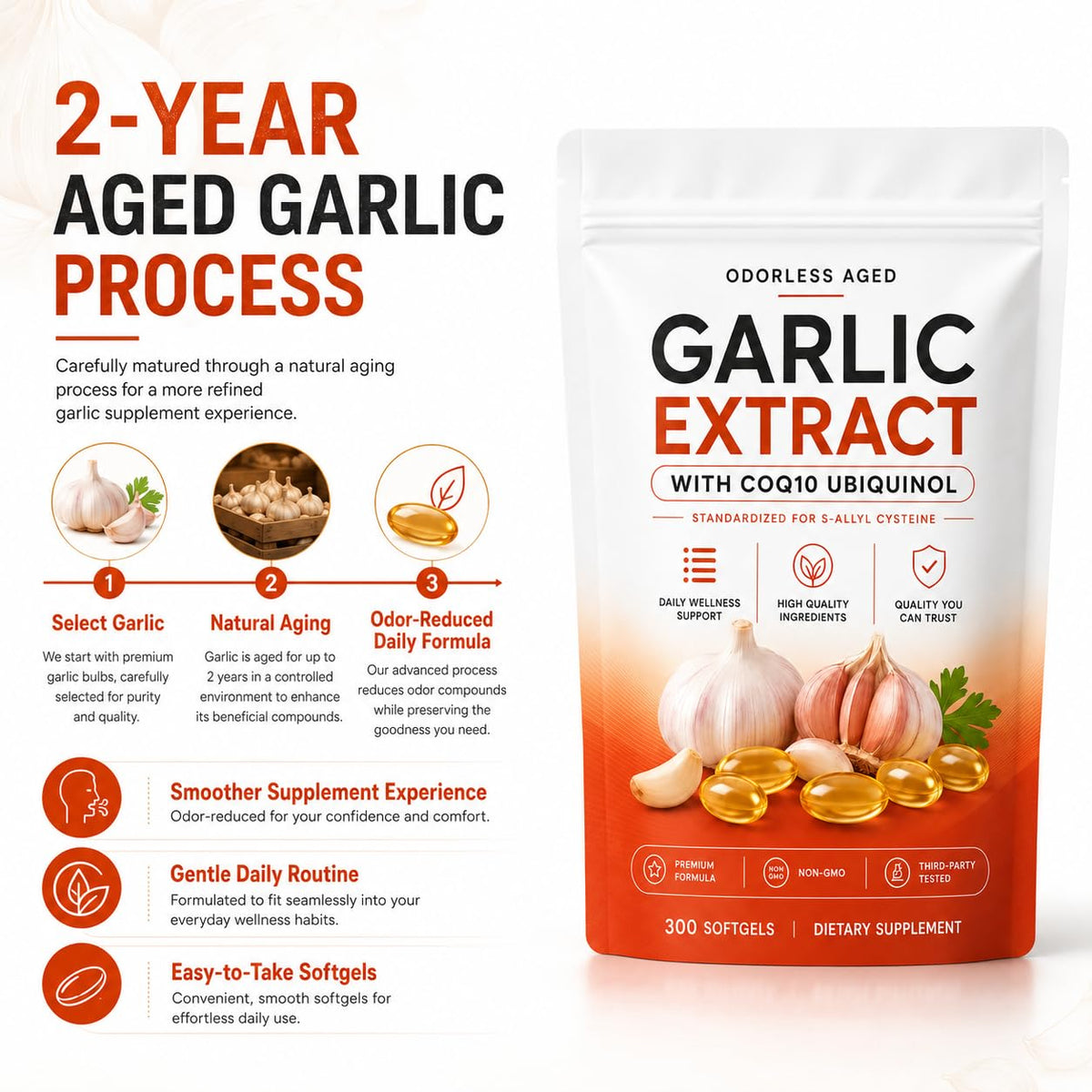 7500mg Odorless Aged Garlic Extract Softgels Q915