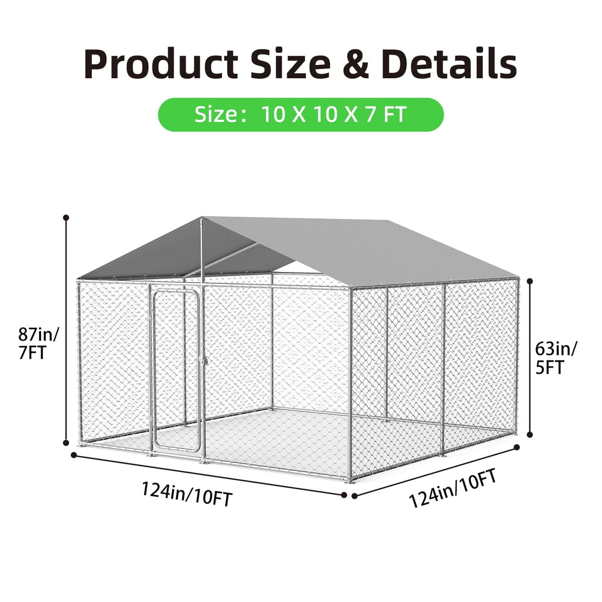 10x10 ft Heavy Duty Outdoor Dog Kennel Y2783