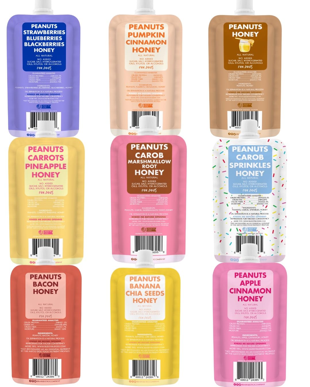 Dog Peanut Butter 9 Pack 4oz Pouches A986058