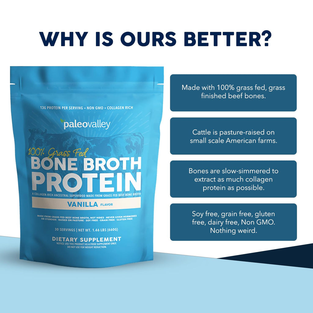 Grass Fed Bone Broth Protein Powder Vanilla P706