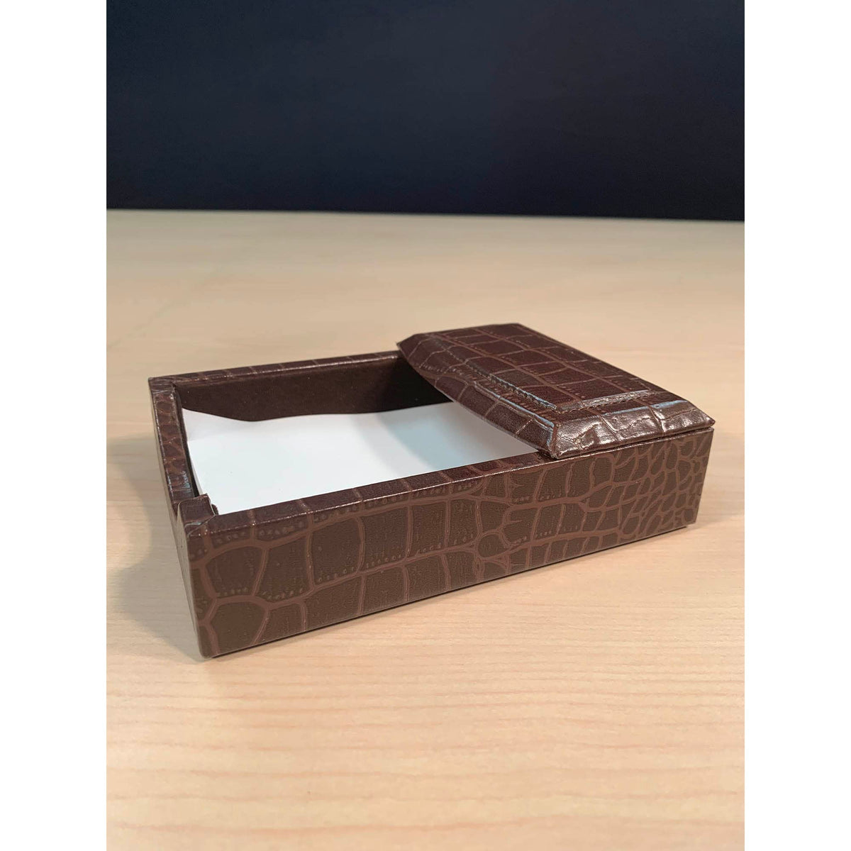 Brown Crocodile Embossed Leather Desk Set O8659