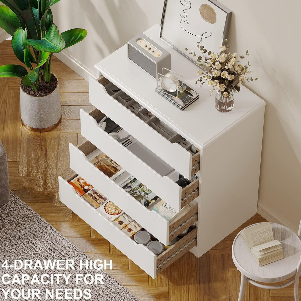 White 4 Drawer Dresser E6828