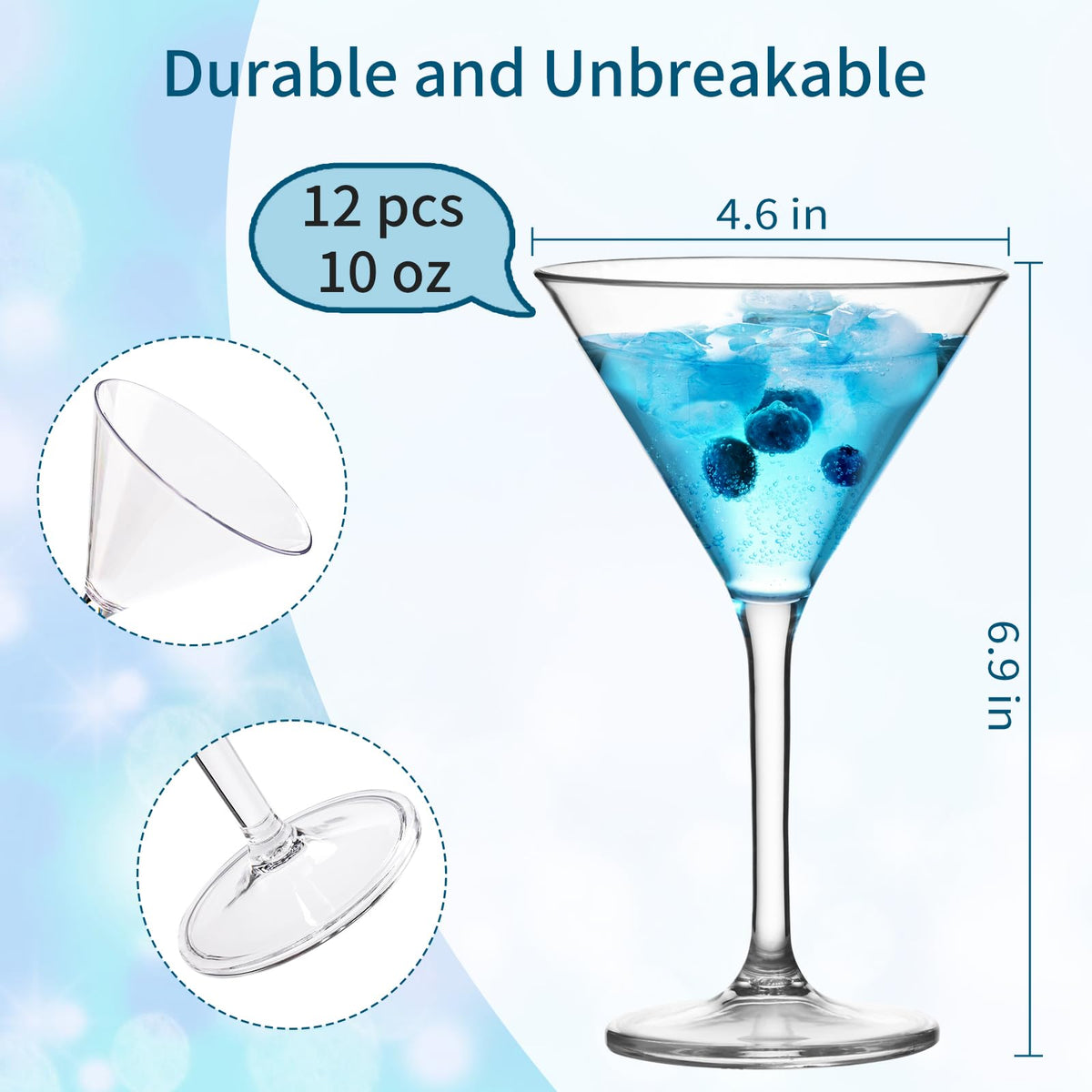10 oz Plastic Martini Glasses Set of 12 F6418