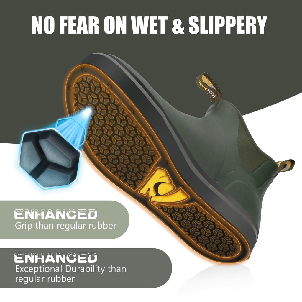 Waterproof Rubber Ankle Deck Boots with Memory Foam E733614