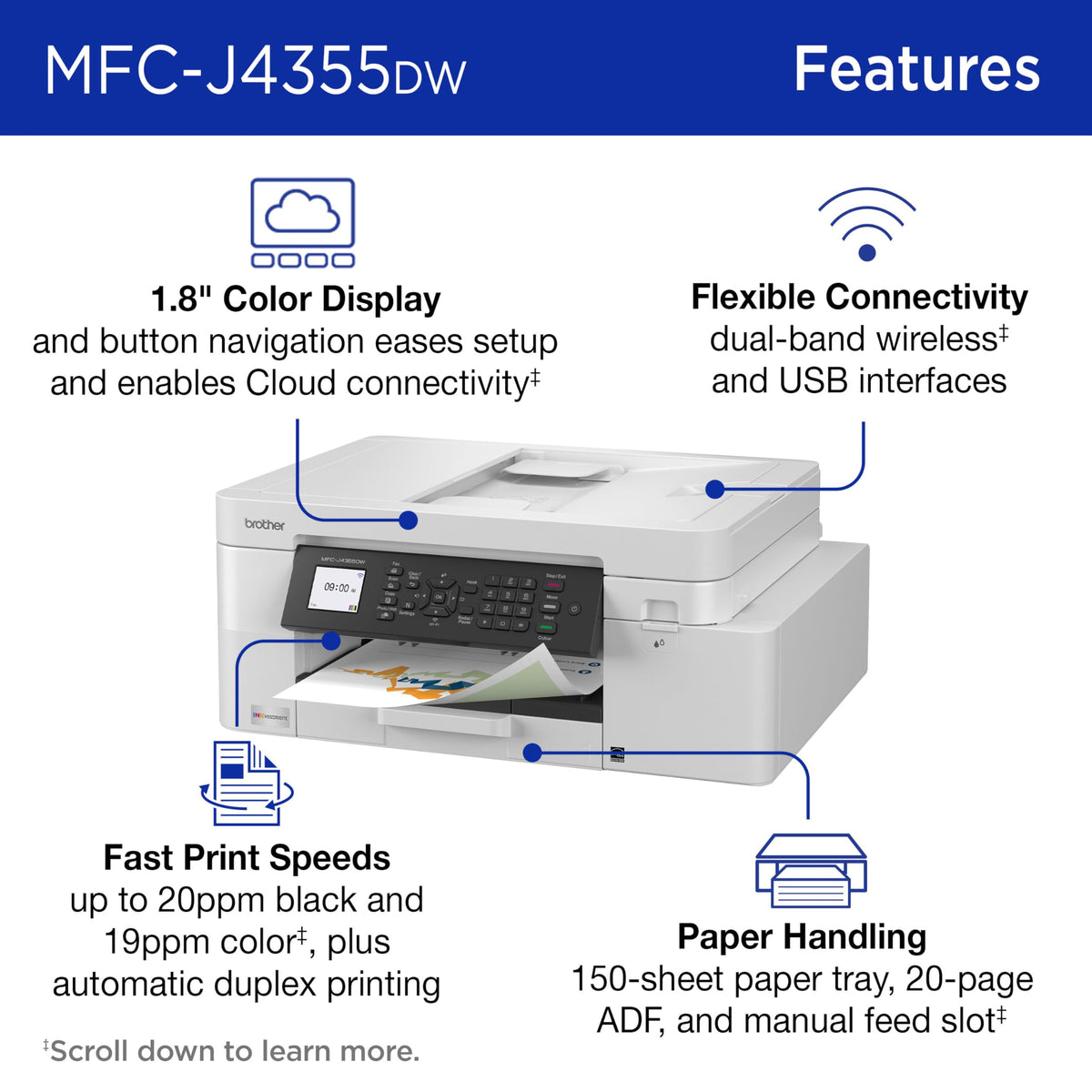 Wireless Color Inkjet All-in-One Printer with Color Display and Manual Feed Slot C27491