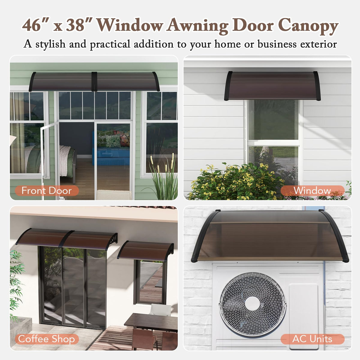 46" x 38" Polycarbonate Door Awning Canopy Y81710
