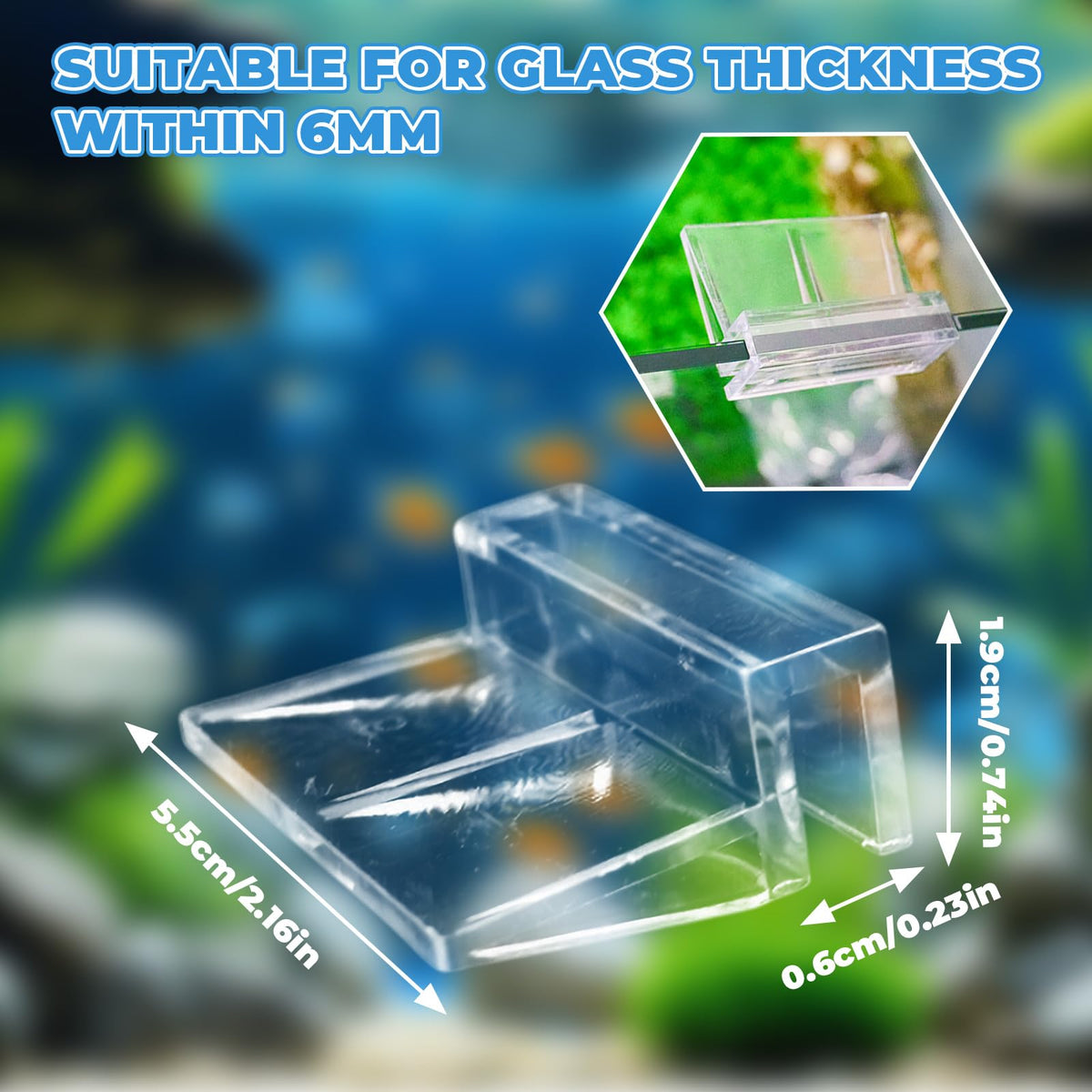 8 Pack Transparent Acrylic Aquarium Lid with Clips K1101