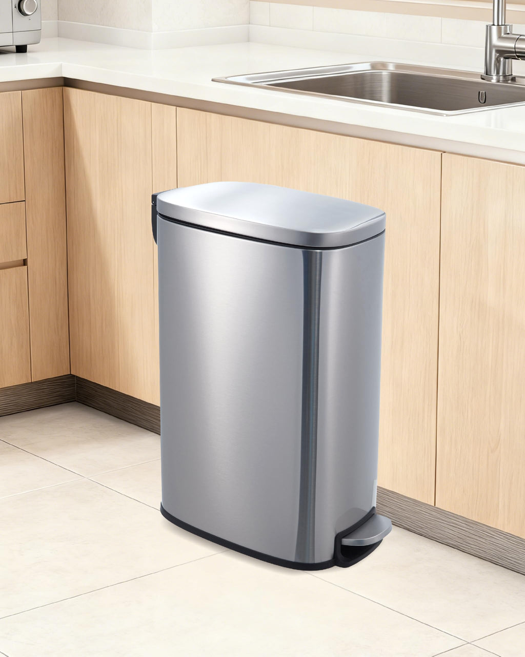 Stainless Steel Vertical Arc Trash Can 50L N6717