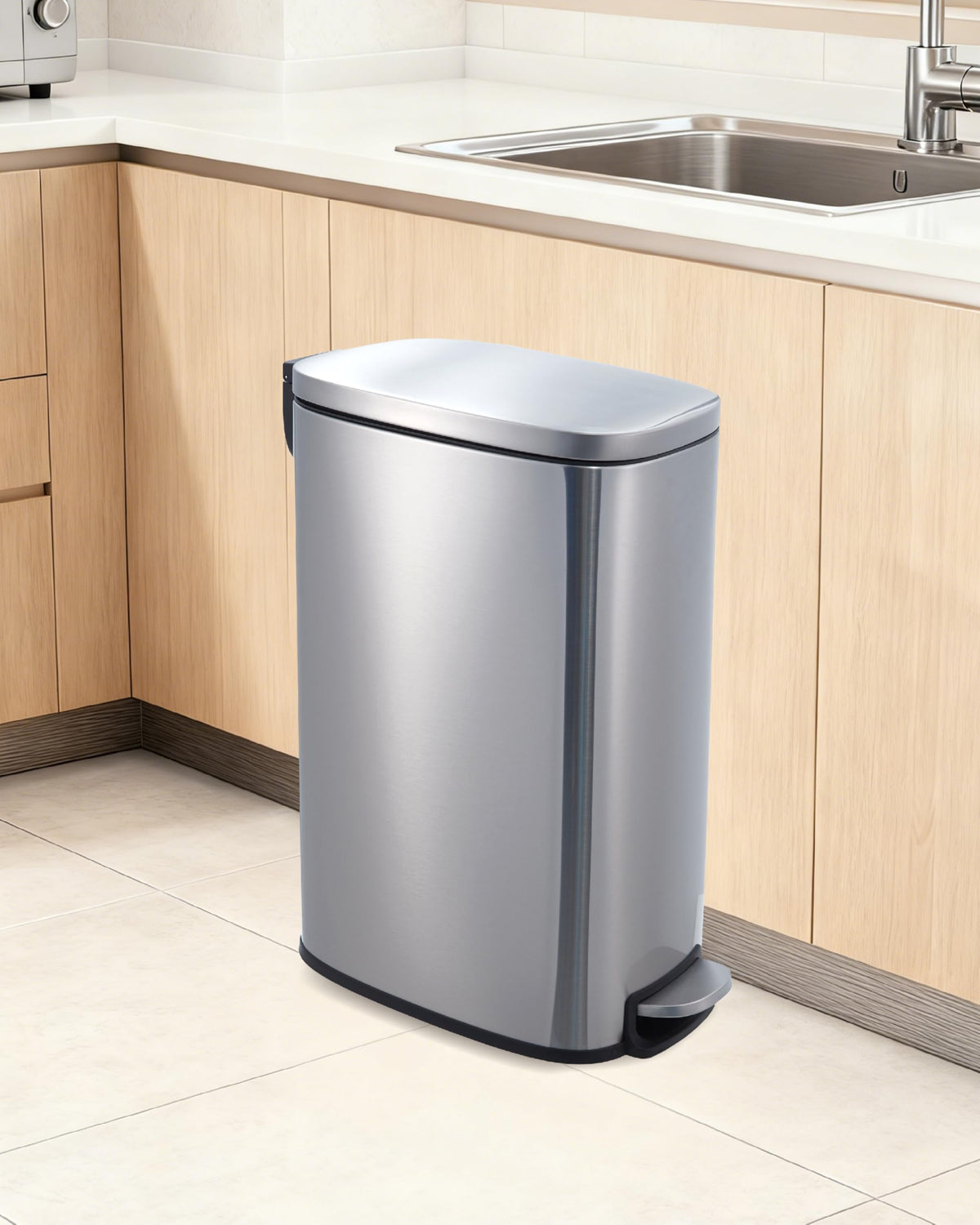 Stainless Steel Vertical Arc Trash Can 50L N6717