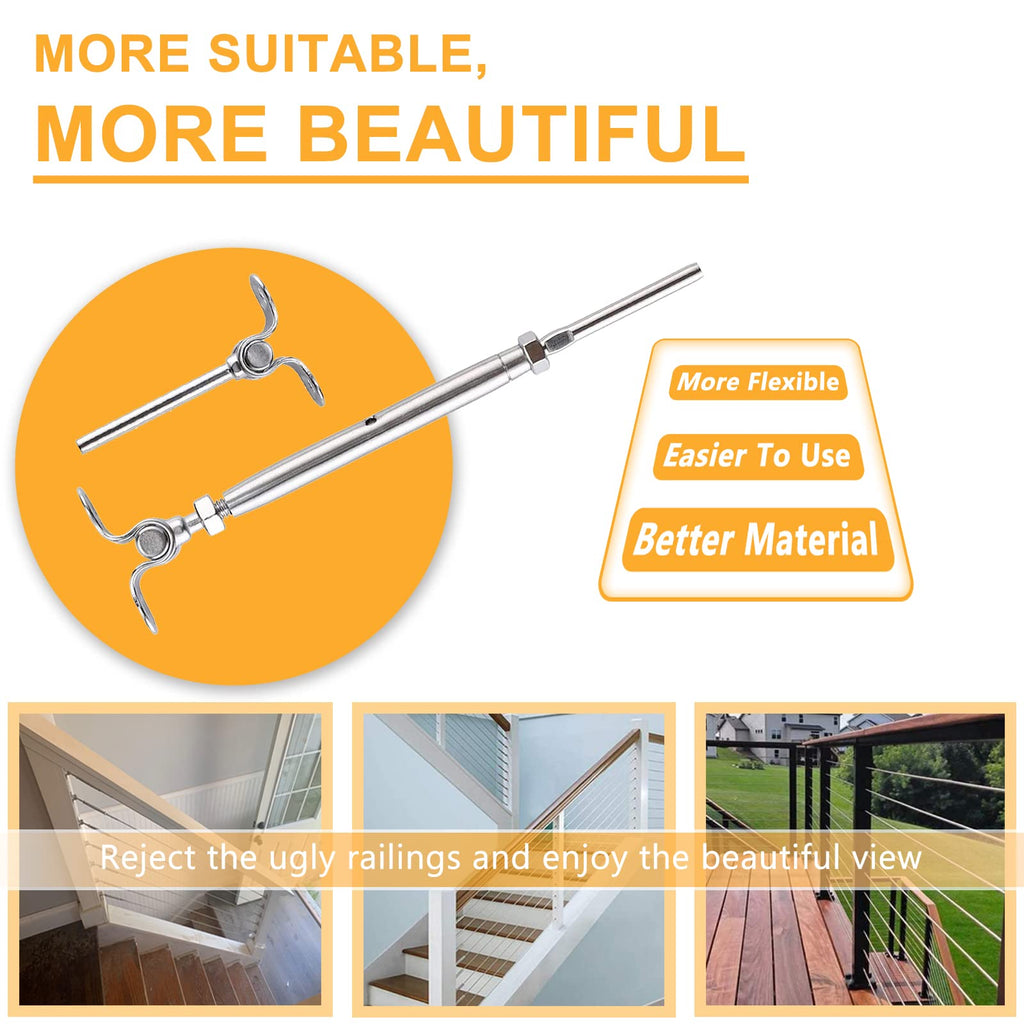 1/8" T316 Stainless Steel Aircraft Cable & Turnbuckle Railing Kit B930