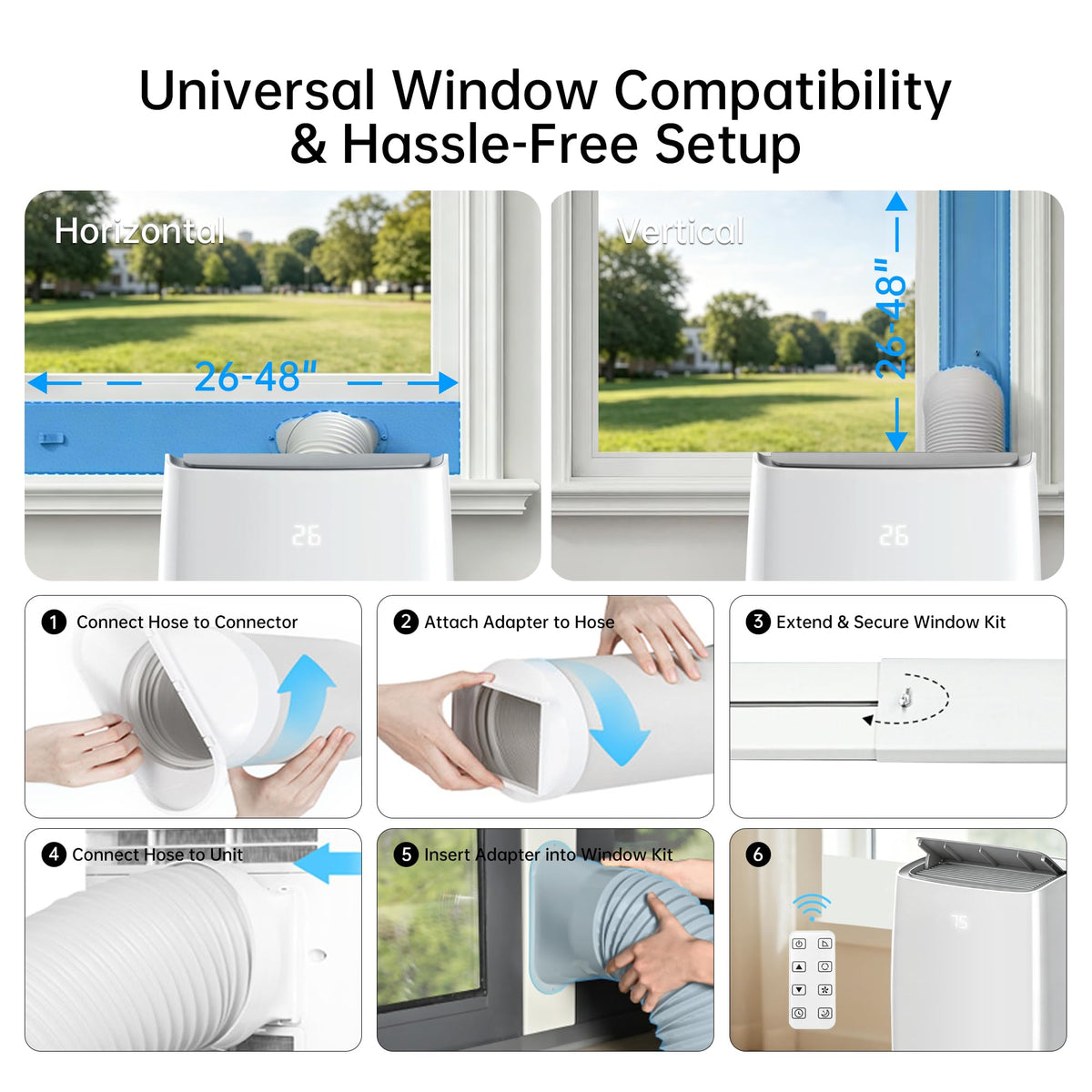 14000 BTU 5-in-1 Portable Air Conditioner with Remote Control and Window Kit M37827