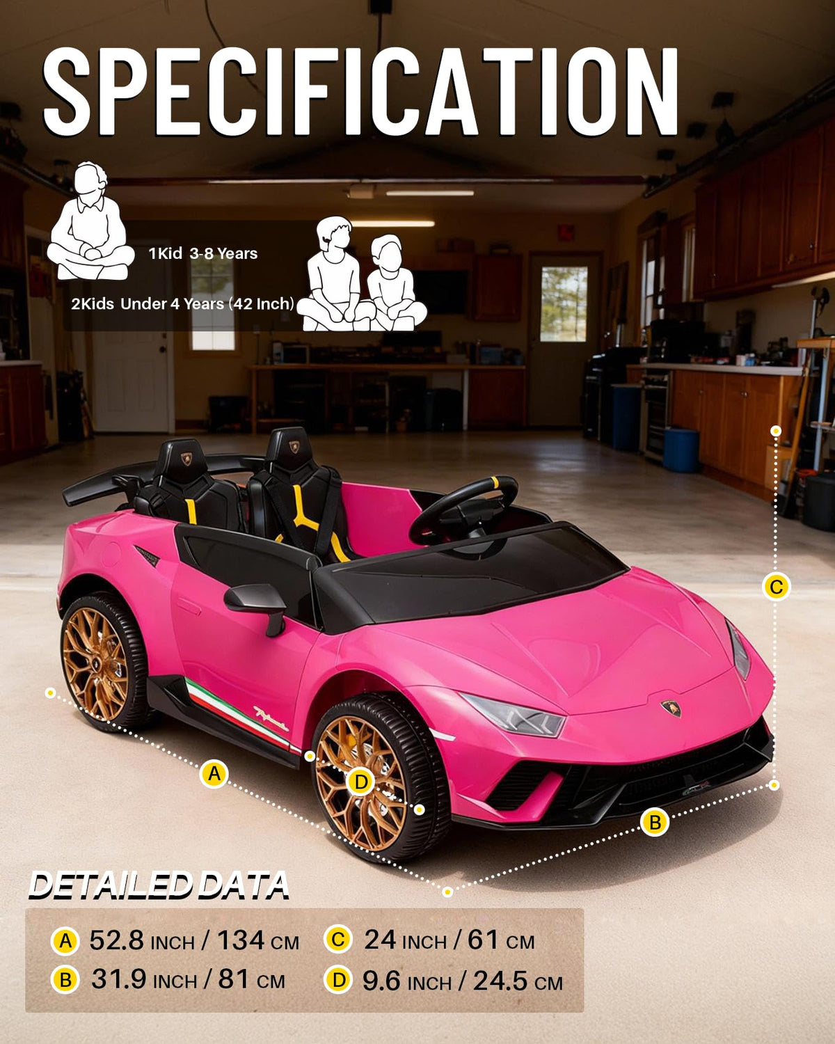 Pink 24V 2 Seater Kids Ride on Car J886