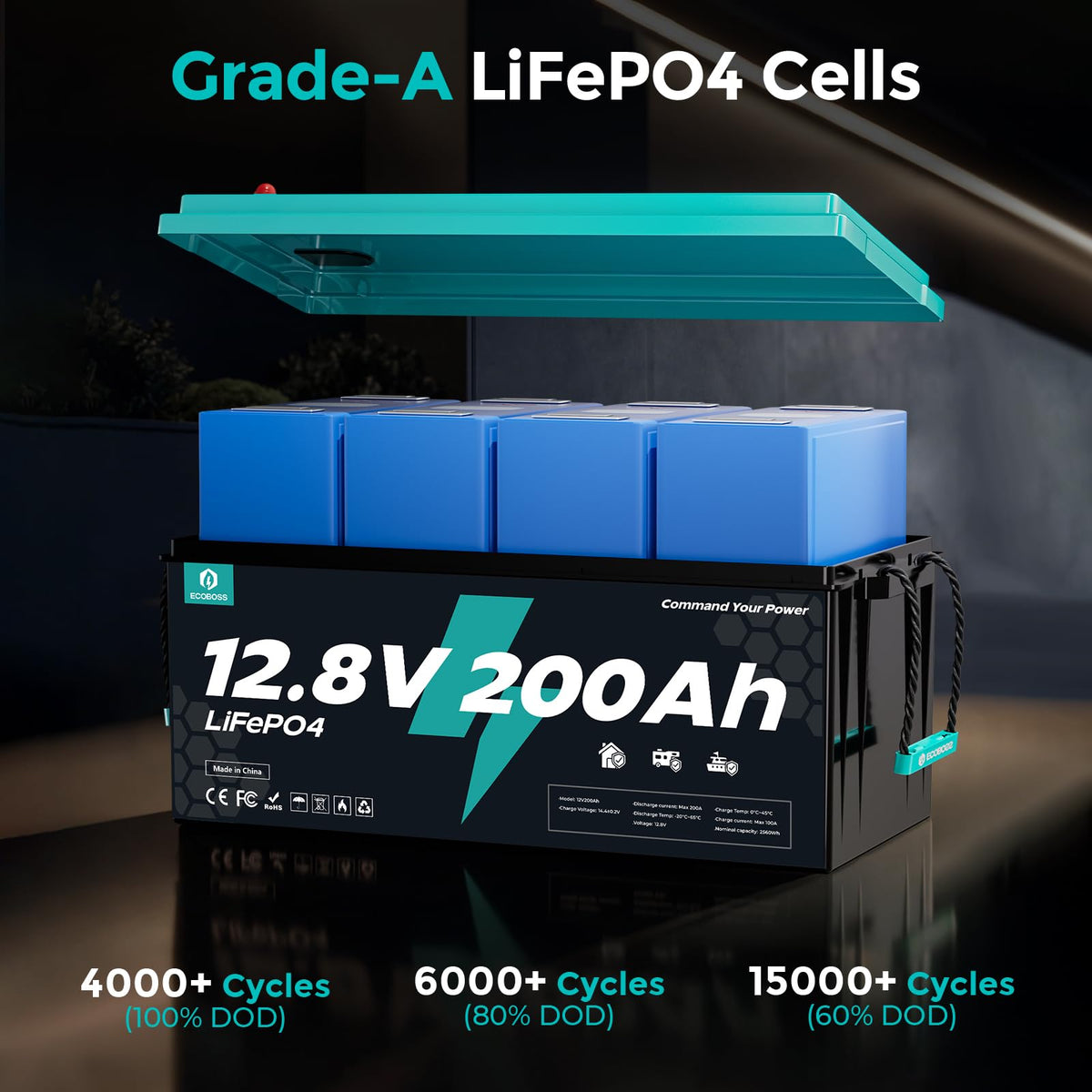 12V 200Ah LiFePO4 Battery K13543