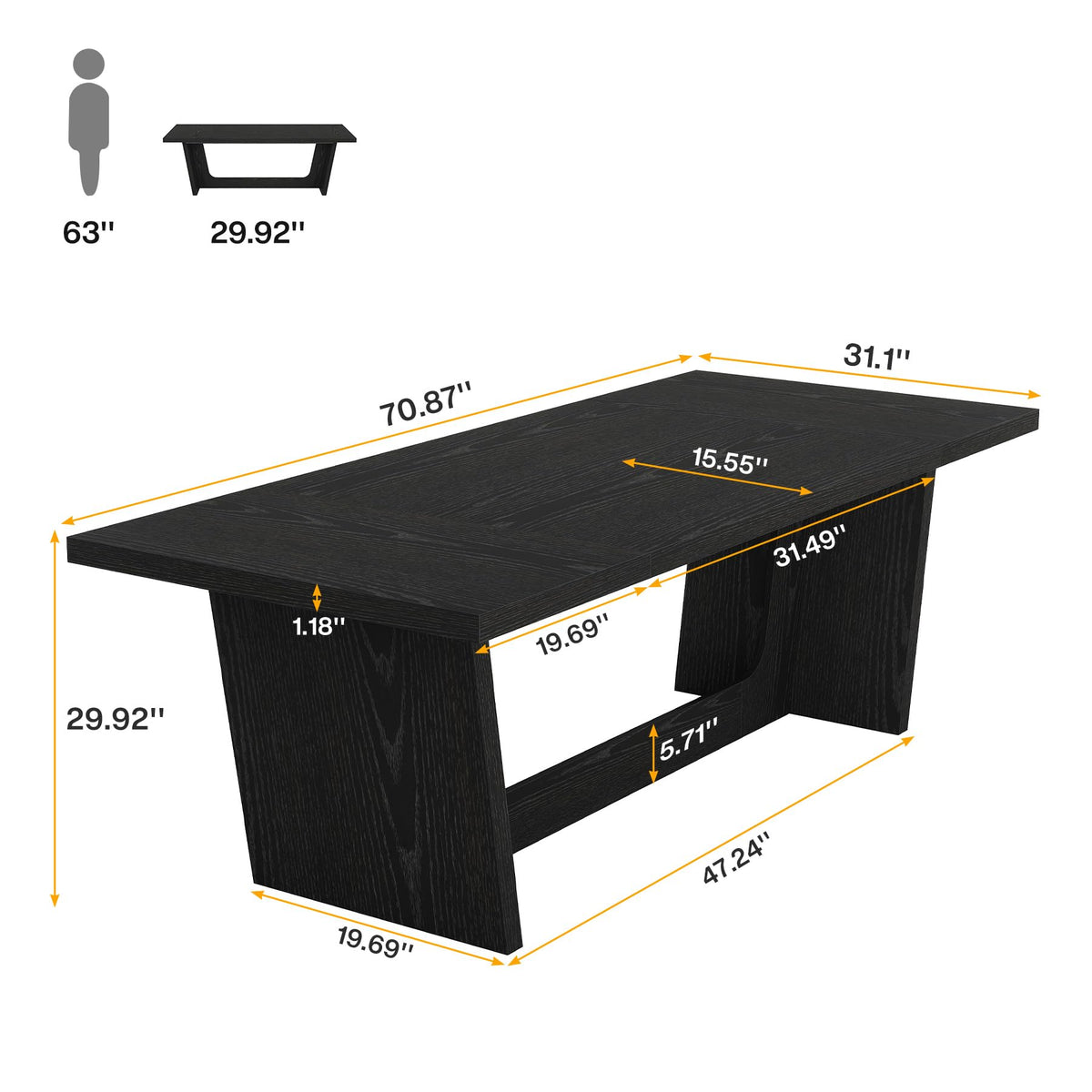 6 FT Rectangular Conference Table with Pedestal Base O92537