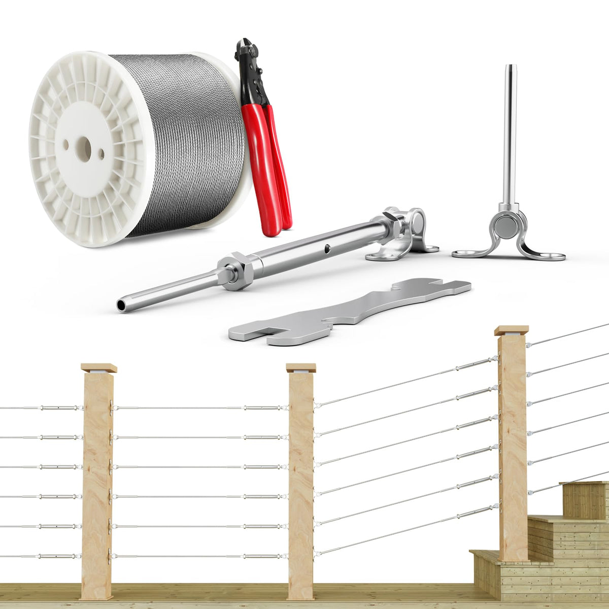 1/8" T316 Stainless Steel Aircraft Cable & Turnbuckle Railing Kit B930