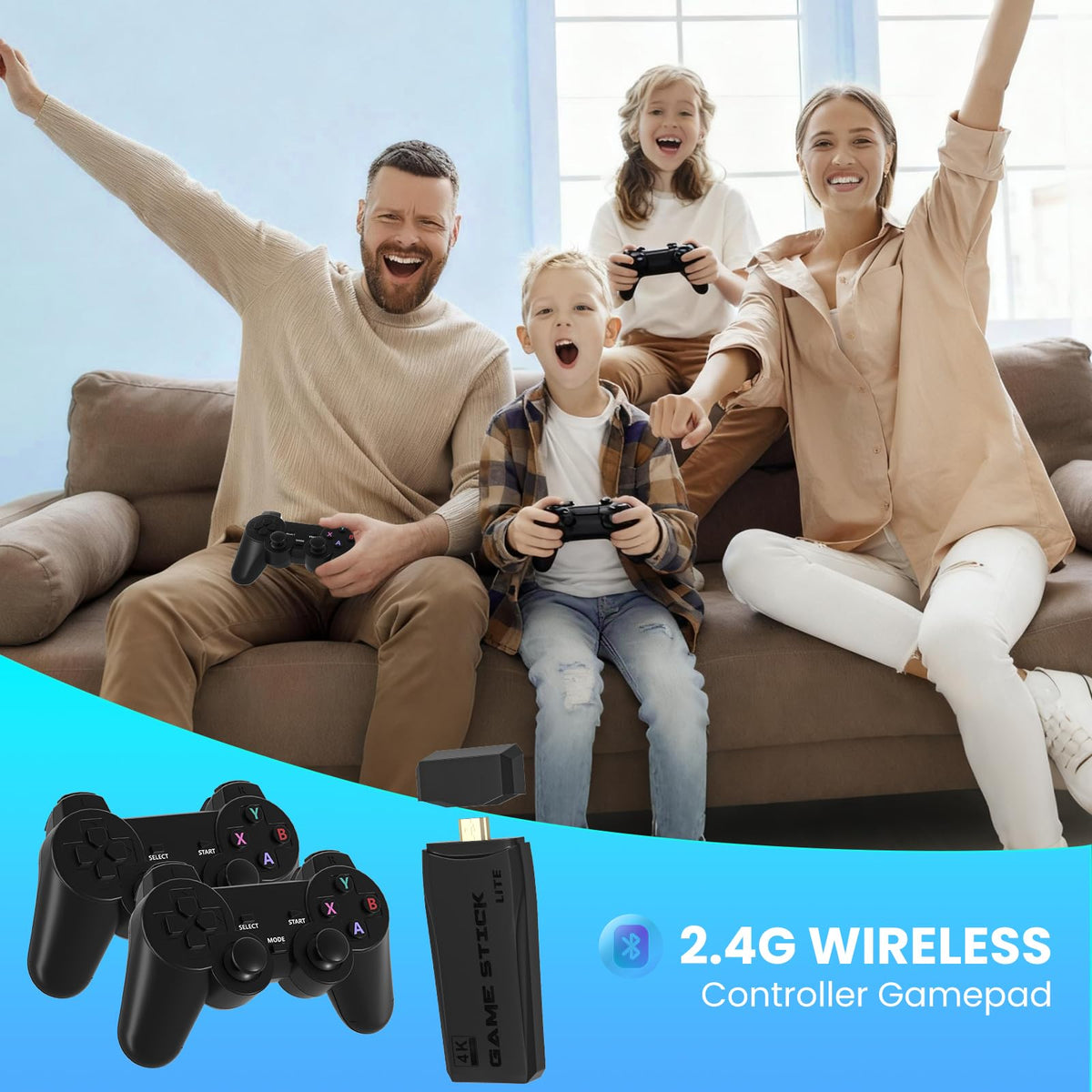 Retro Game Console with 2.4G Wireless Controllers W270675