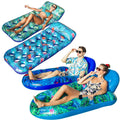 4 Pack Oversized Inflatable Pool Floats with Headrest and Cup Holder M810766