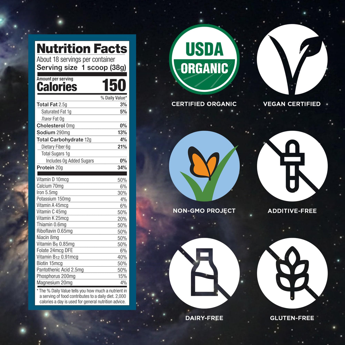 Organic Vegan Protein Powder French Vanilla 1.5 lbs U699